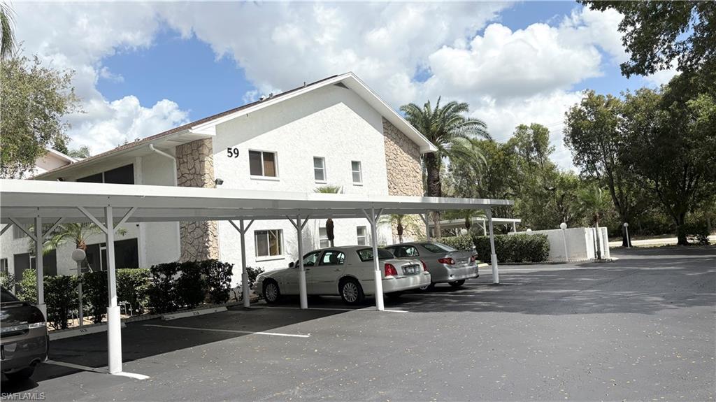 View of covered parking lot