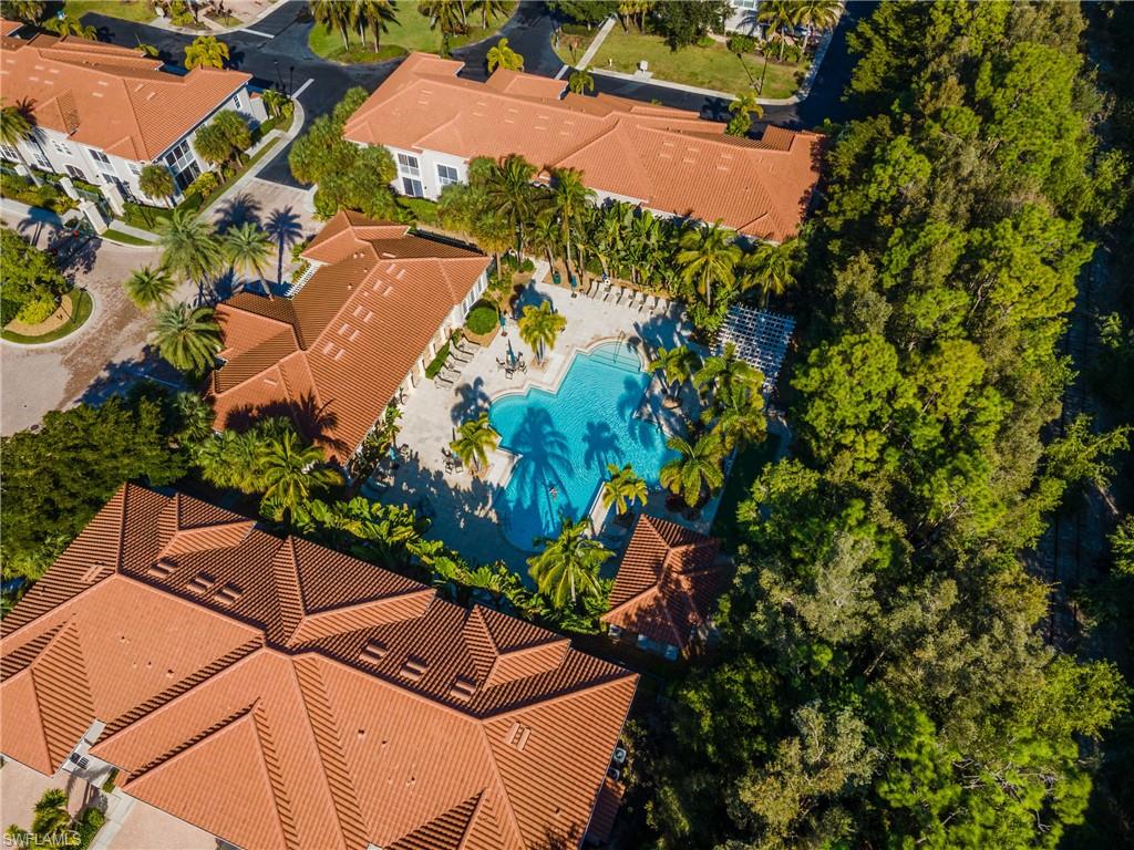 Aerial view of a pool