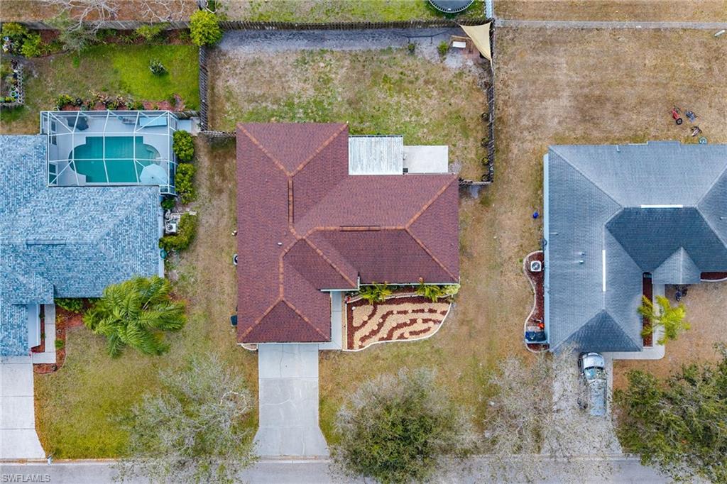 Drone / aerial view of a pool area