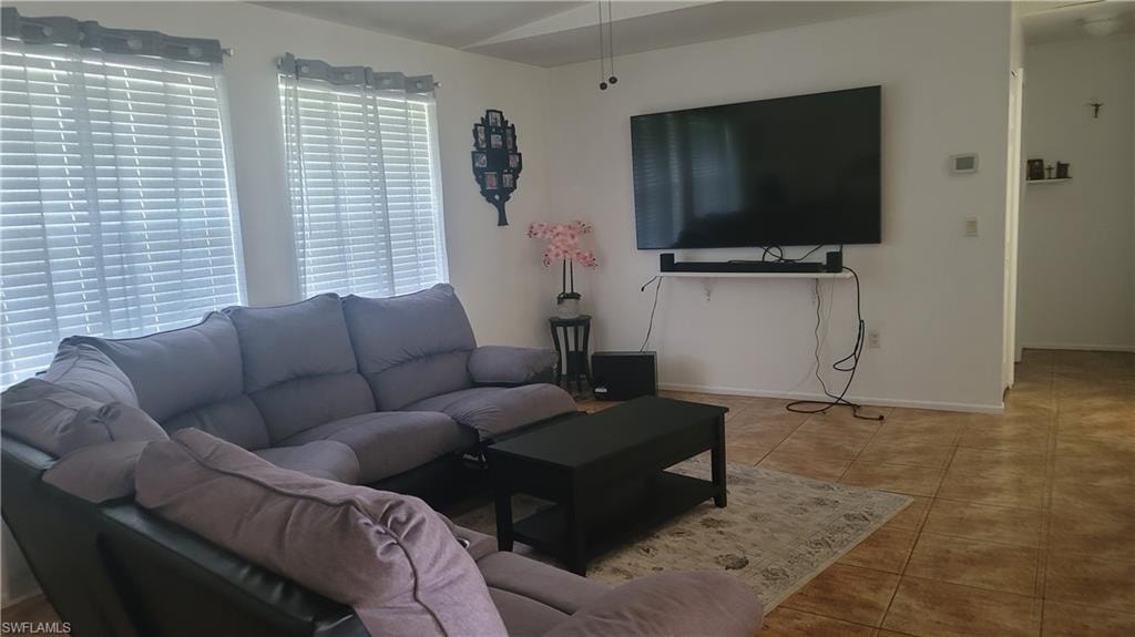 View of tiled living room