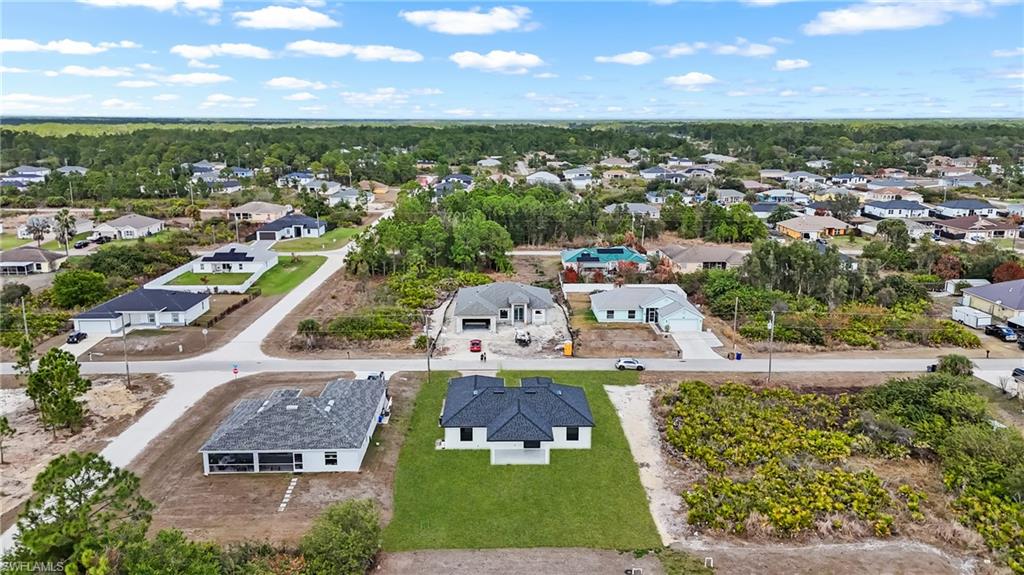 Aerial perspective of suburban area
