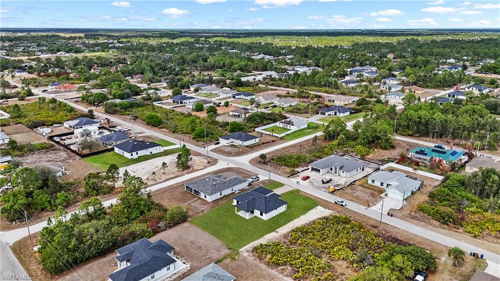 Aerial perspective of suburban area
