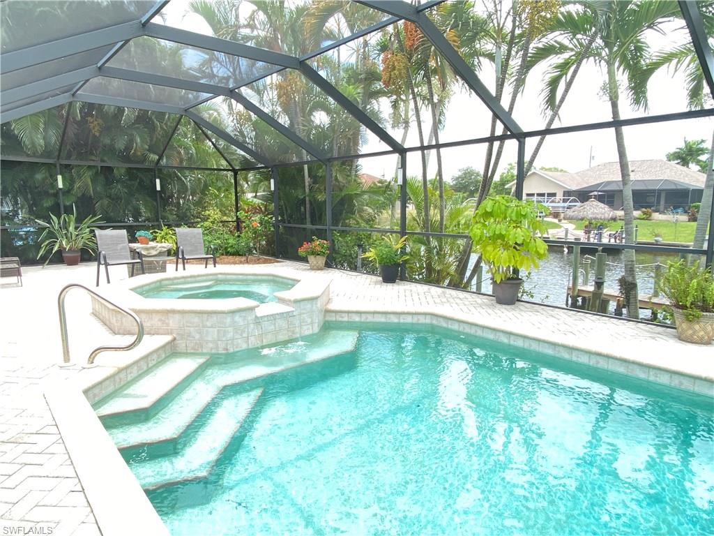 Waterfall from spa into pool
