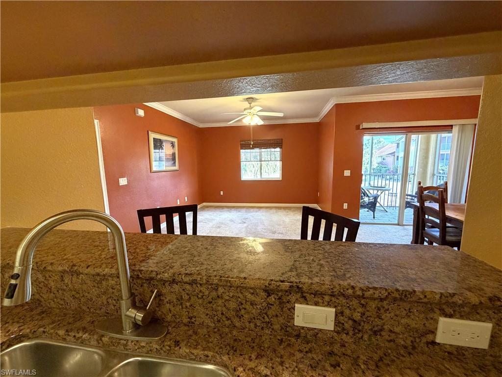 View from the kitchen to the living area