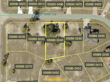 Aerial overview of property's location featuring property parcel outlined