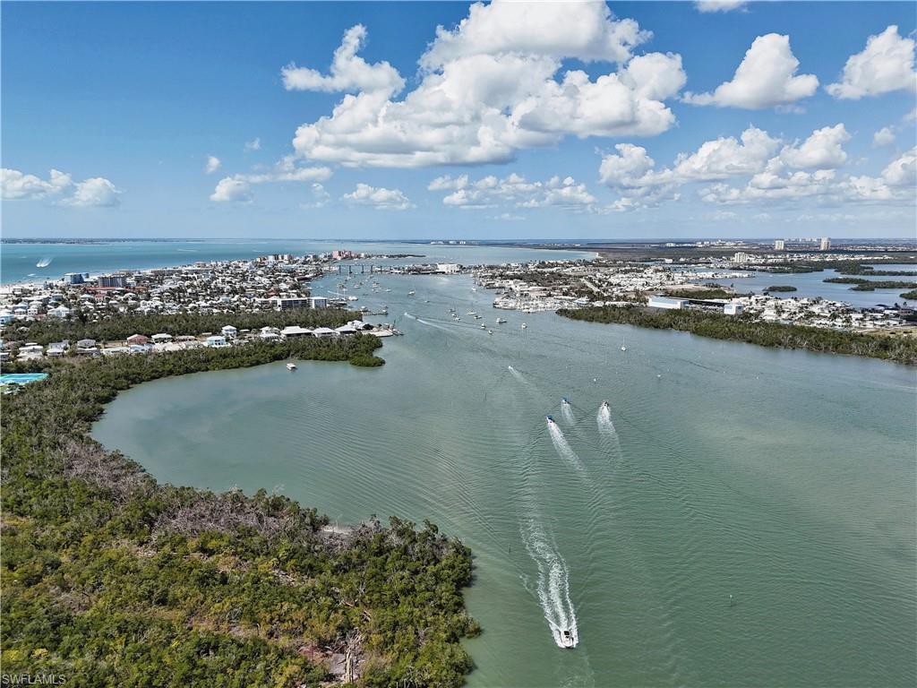 Bird's eye view of a nearby body of water
