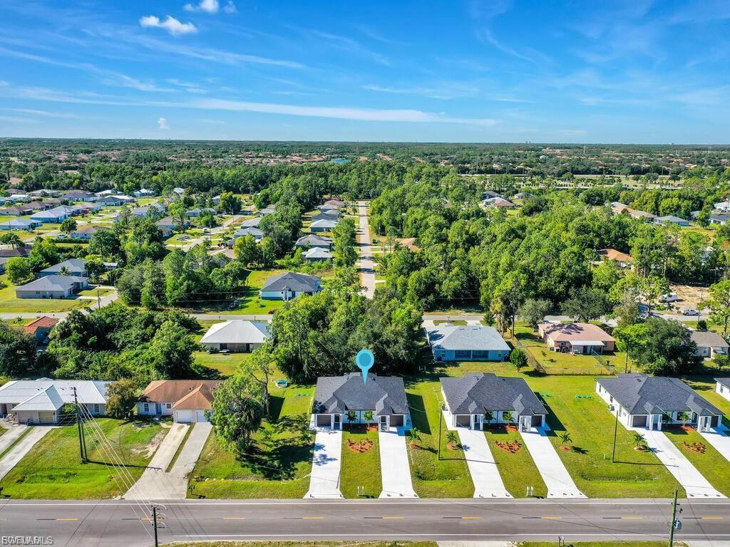 Aerial view of residential area