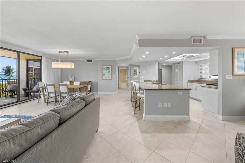 Open living/dining room.