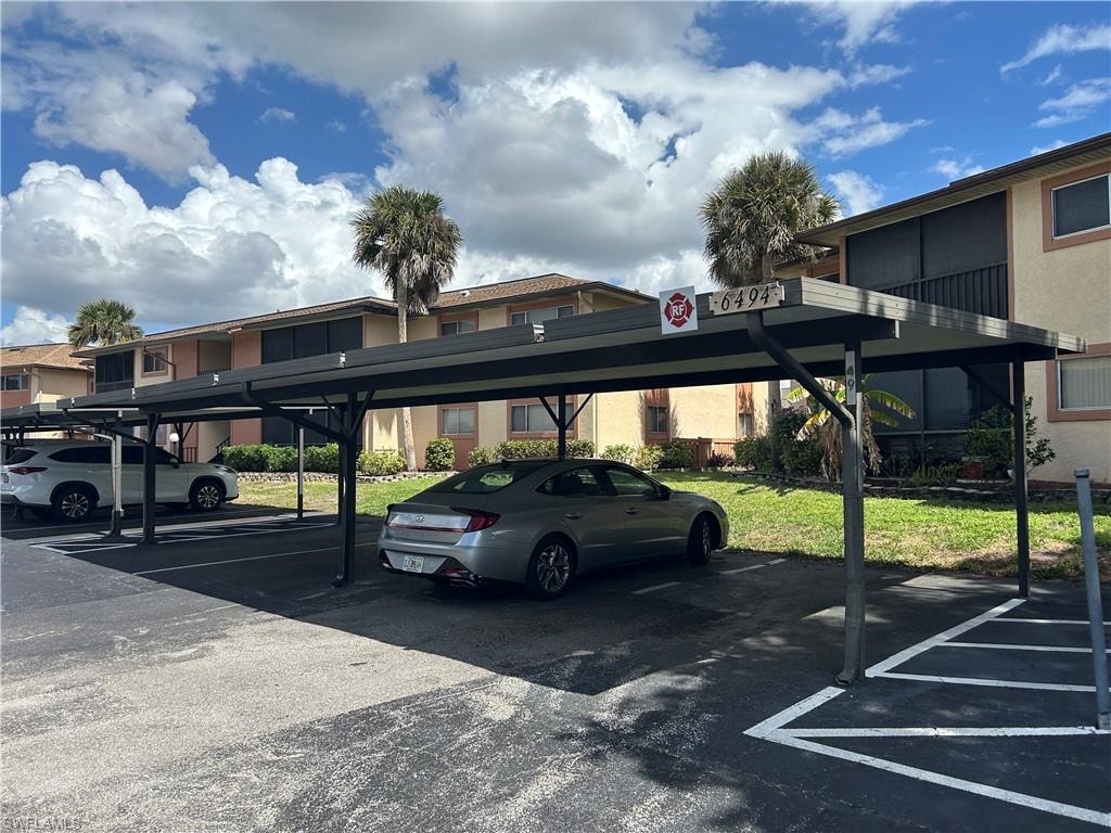 View of covered parking lot