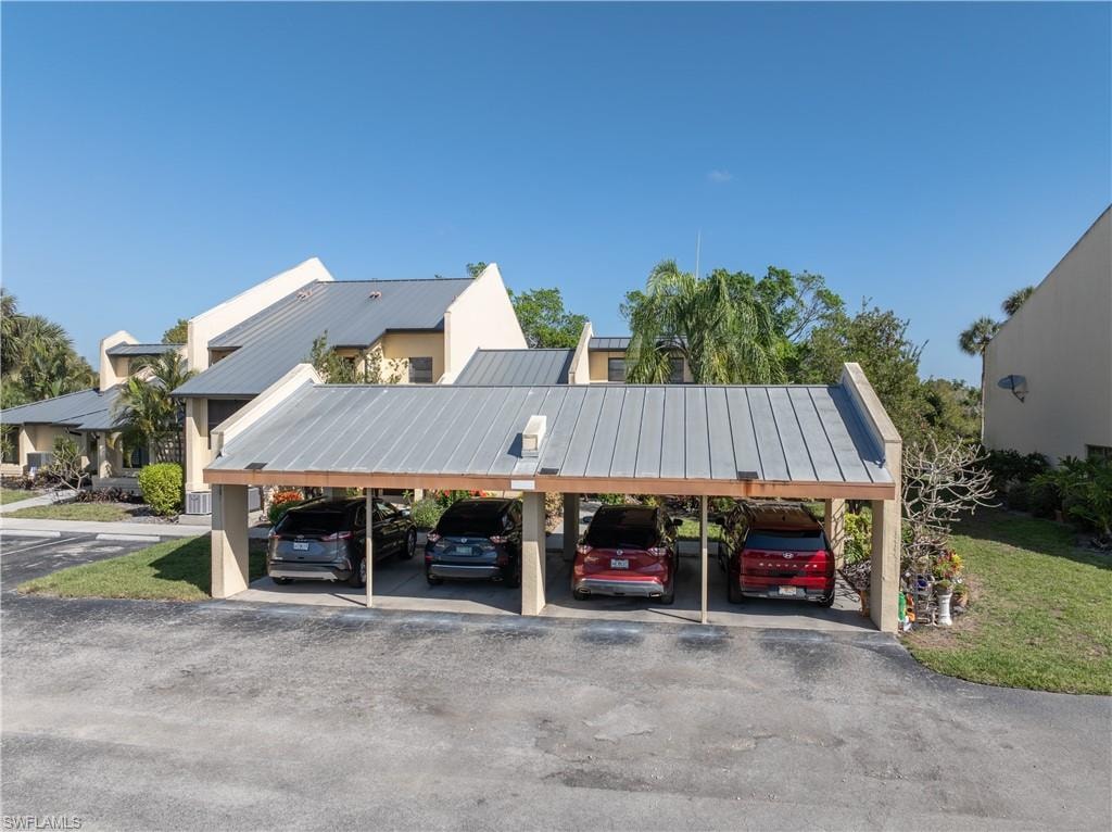 View of covered parking lot