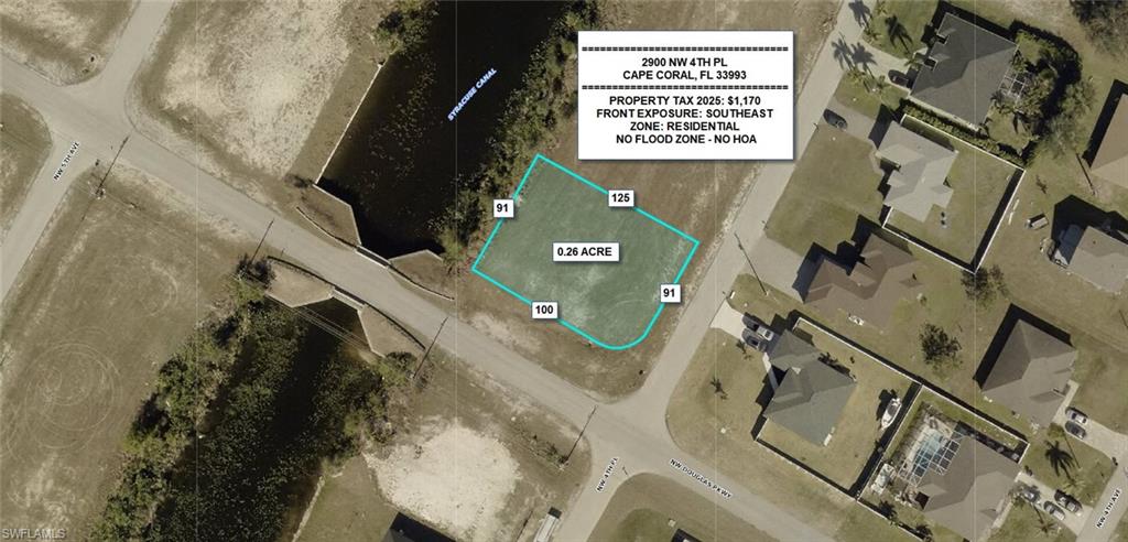Aerial view of property's location with property boundaries highlighted