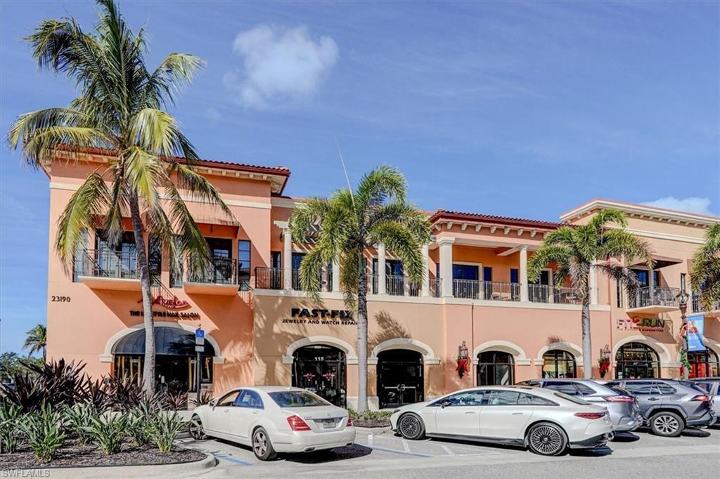 View of building exterior from street level on Fashion Drive