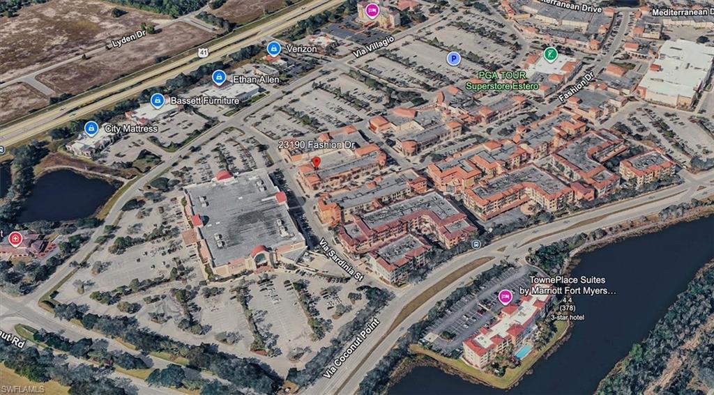 Aerial overview of property's location