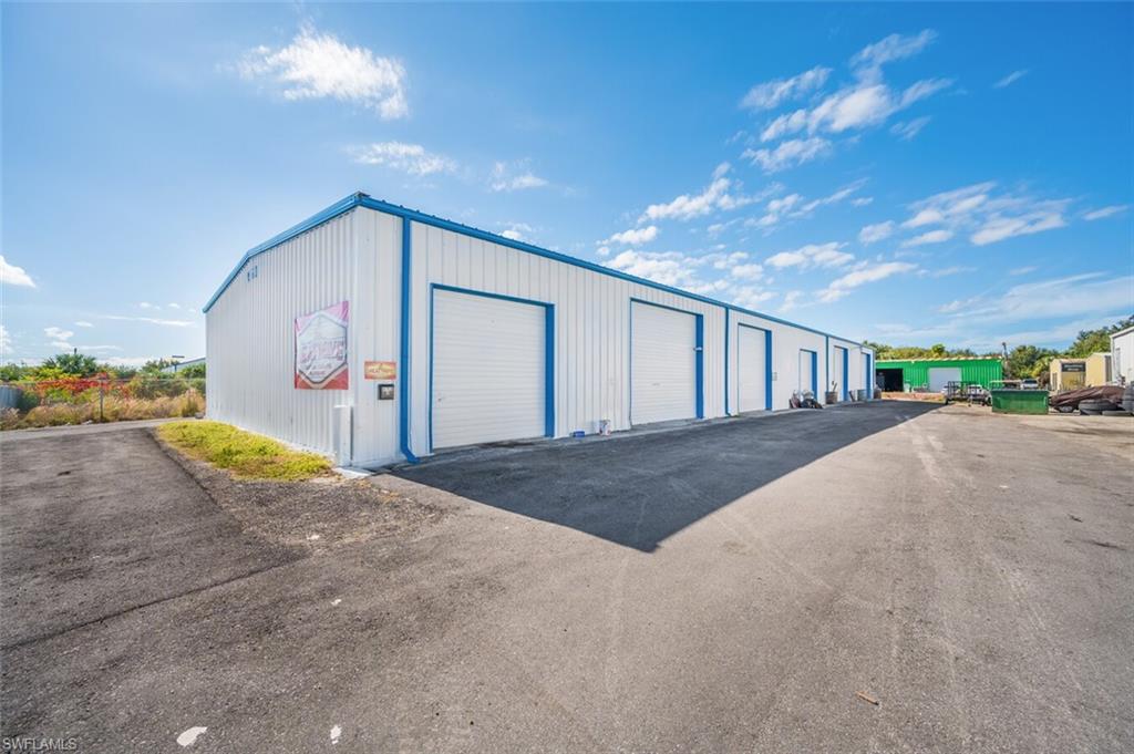 View of detached garage