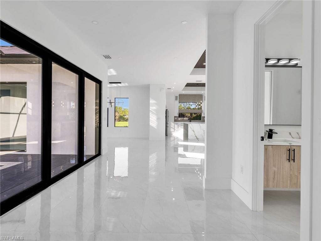 Hall with recessed lighting