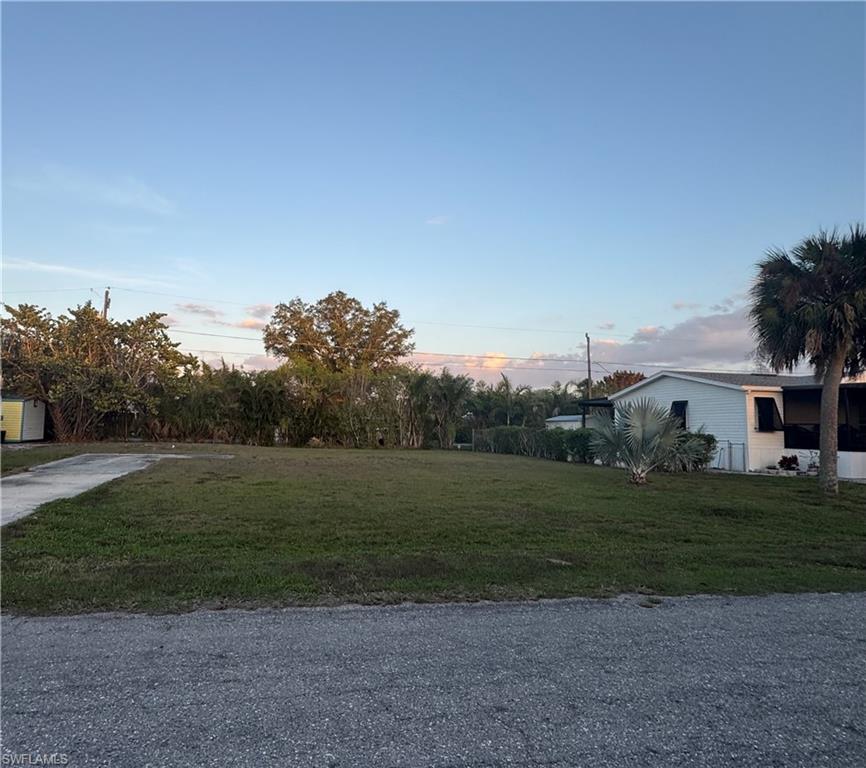Yard at dusk with a yard