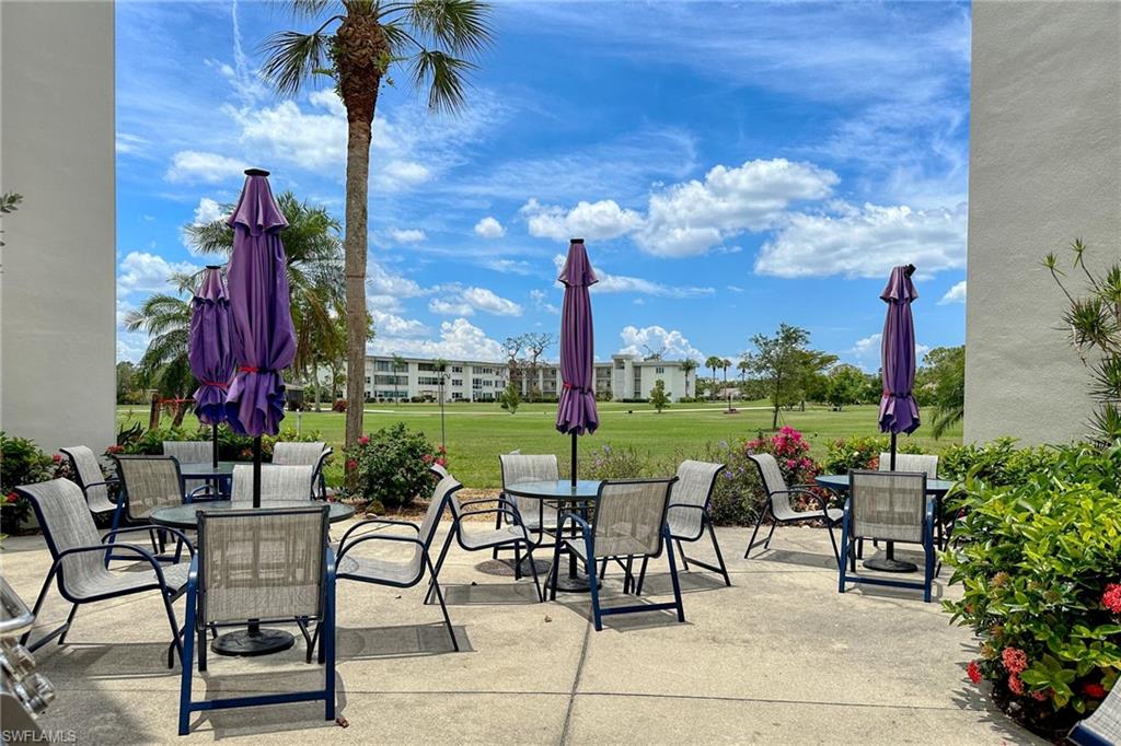 View of patio featuring outdoor dining area