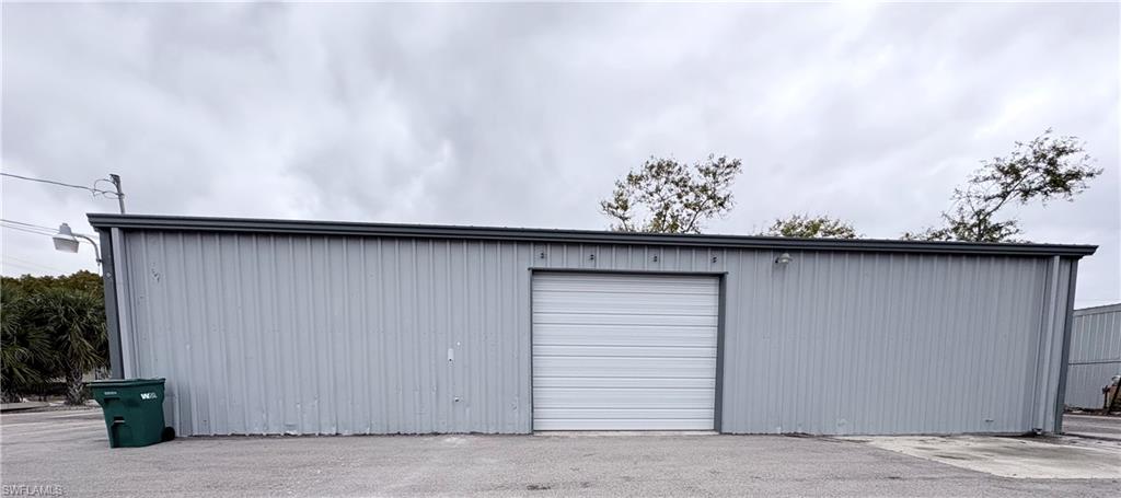 View of detached garage