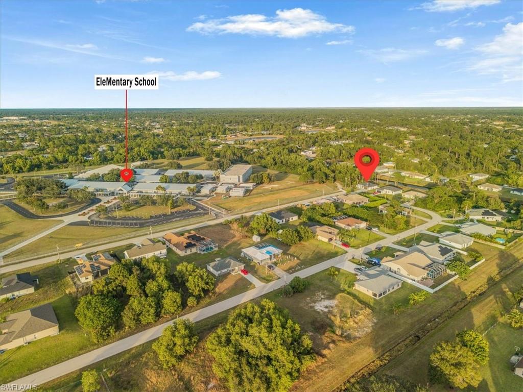 Aerial perspective of suburban area