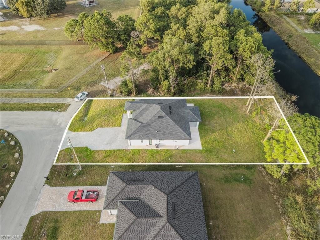 Bird's eye view of a nearby body of water