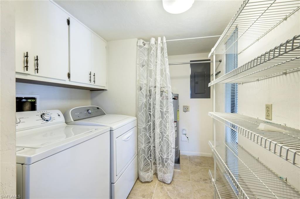 Full Size Washer and Dryer, Tile Floor, Extra Storage