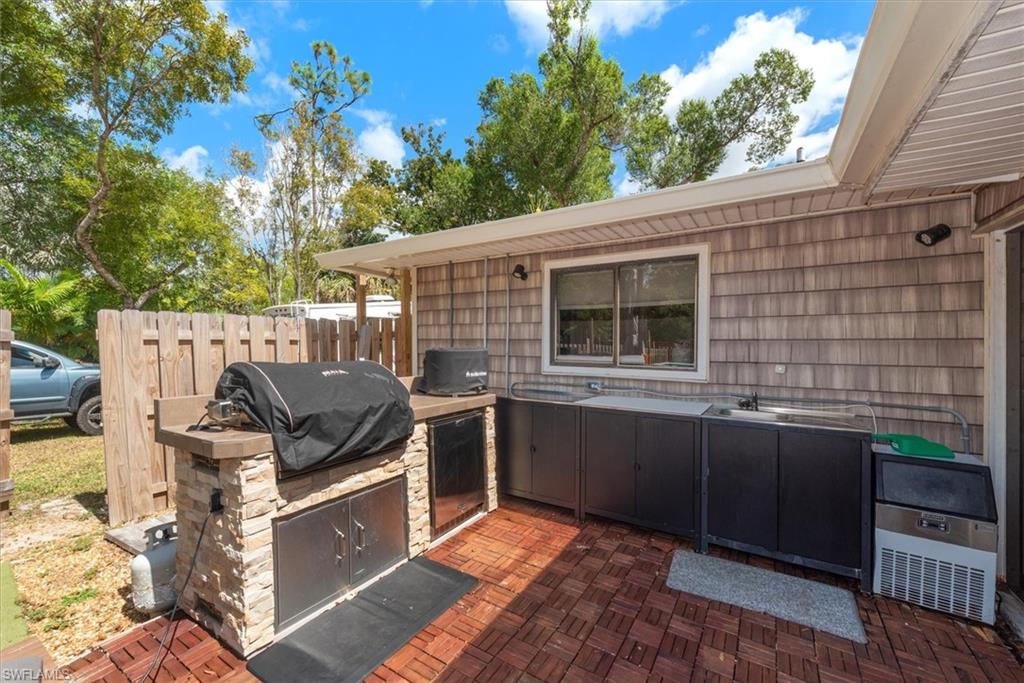 View of patio with area for grilling
