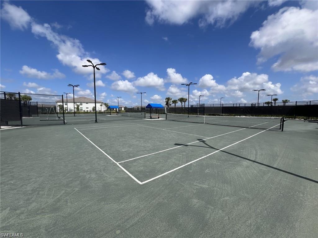View of tennis courts