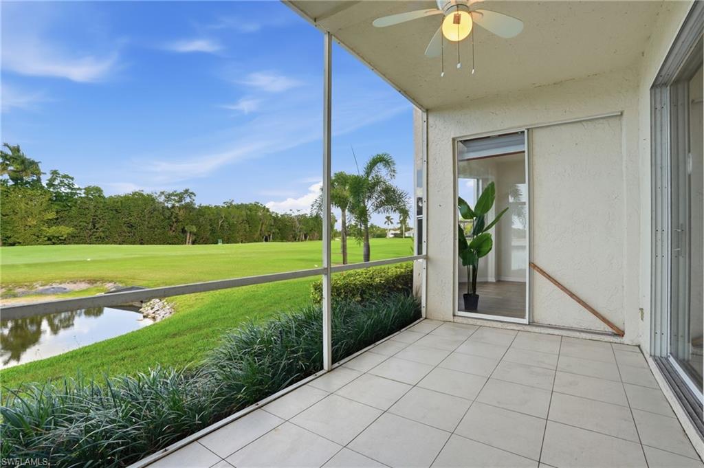 Tiled lanai with Golf and Water Views