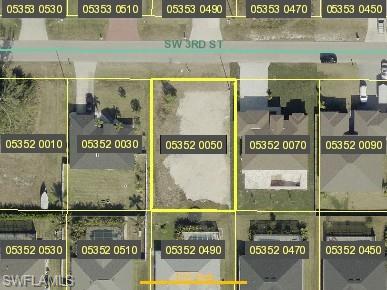 Aerial overview of property's location with property parcel outlined