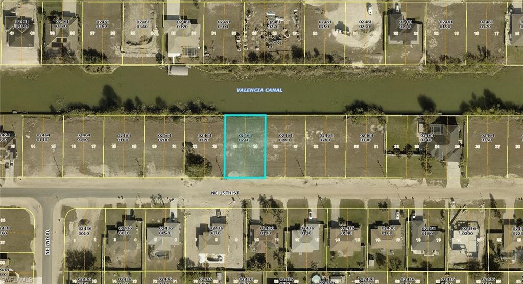 Aerial map of property and surrounding area featuring property parcel outlined