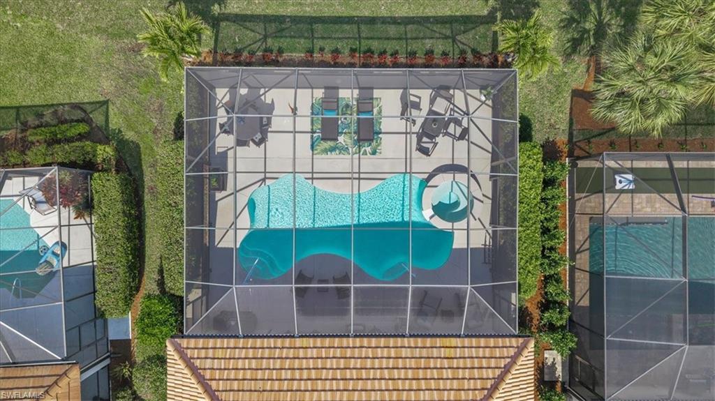 Aerial view of a pool area