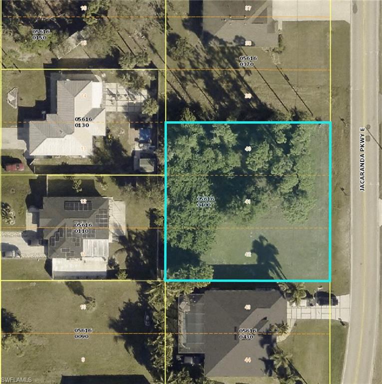 Aerial map of property and surrounding area with property boundaries highlighted