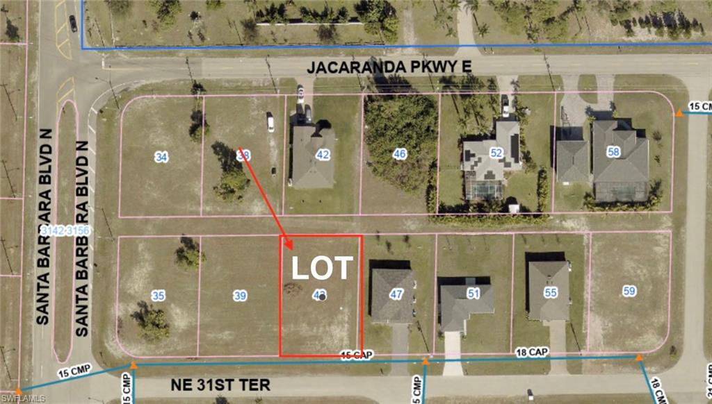 Aerial overview of property's location with property boundaries highlighted
