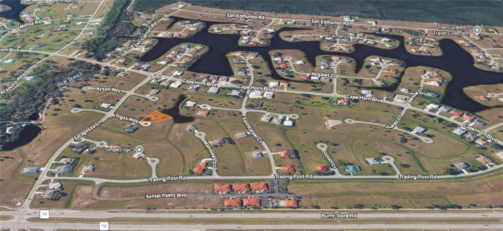 Aerial map of property and surrounding area