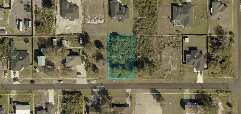 Aerial map of property and surrounding area with property parcel outlined