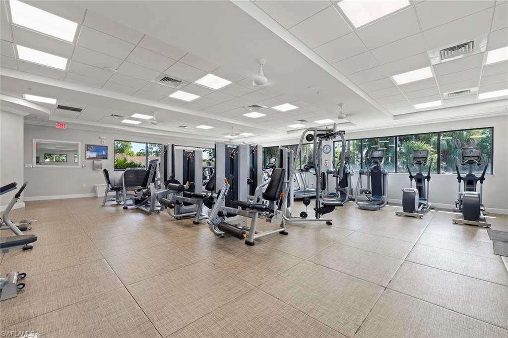Exercise room featuring a paneled ceiling