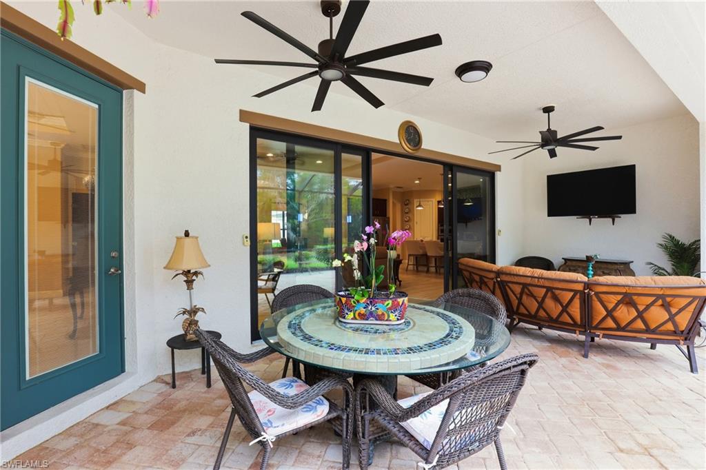 View of patio / terrace featuring outdoor lounge area and ceiling fan