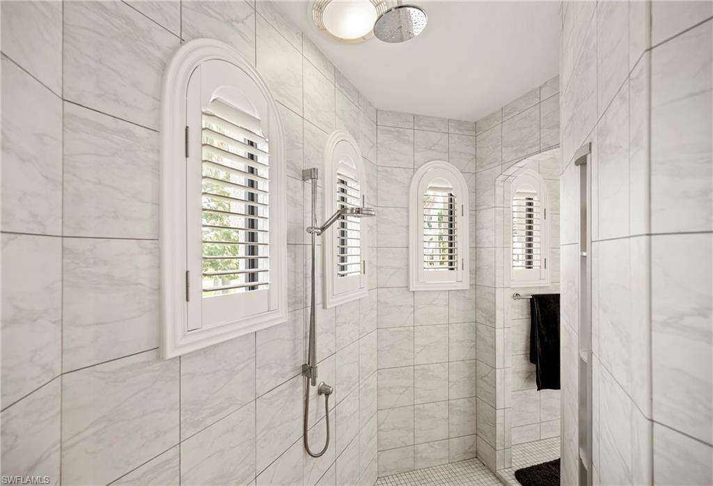 Bathroom with a walk in shower