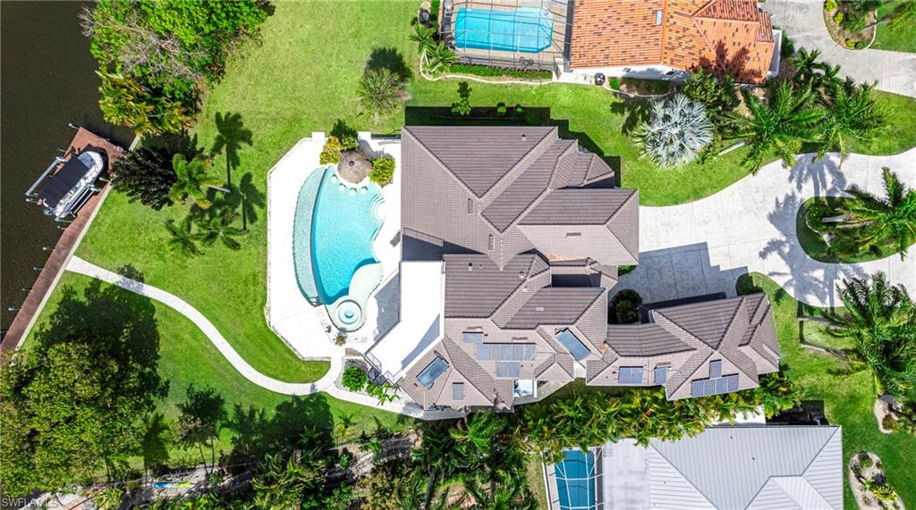 Aerial view of a pool area