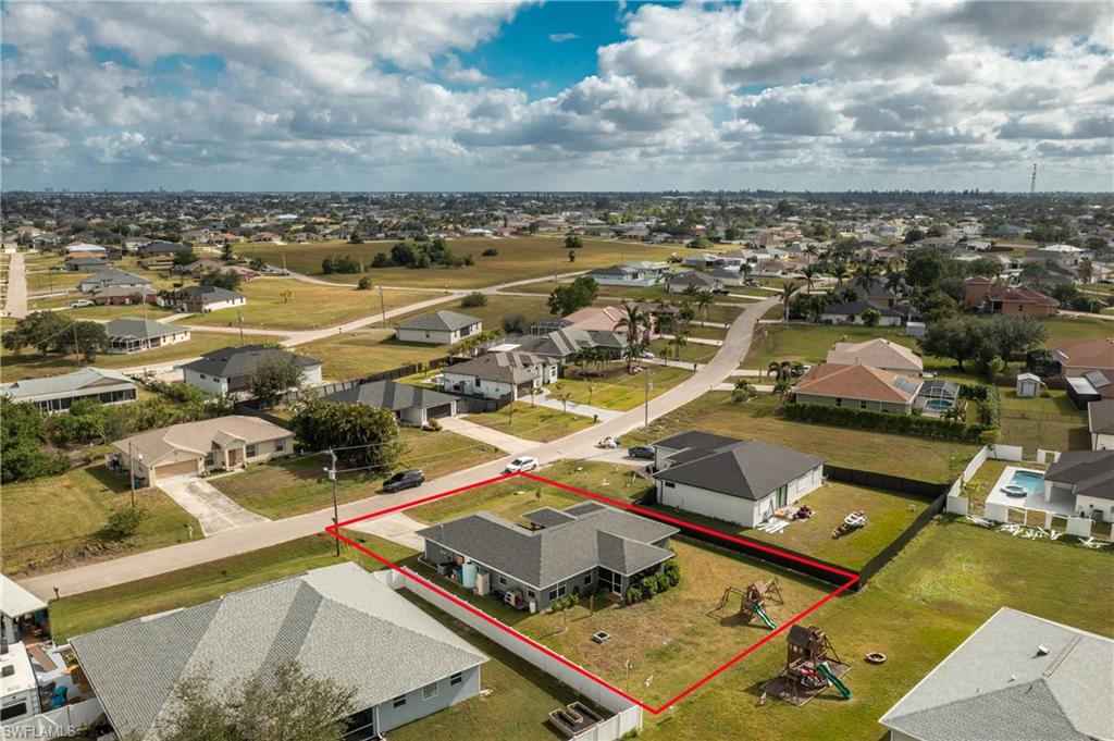 Aerial perspective of suburban area