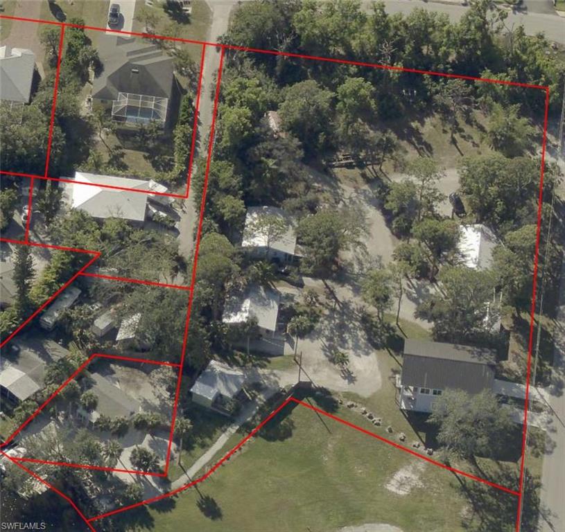 Aerial overview of property's location featuring property boundaries highlighted