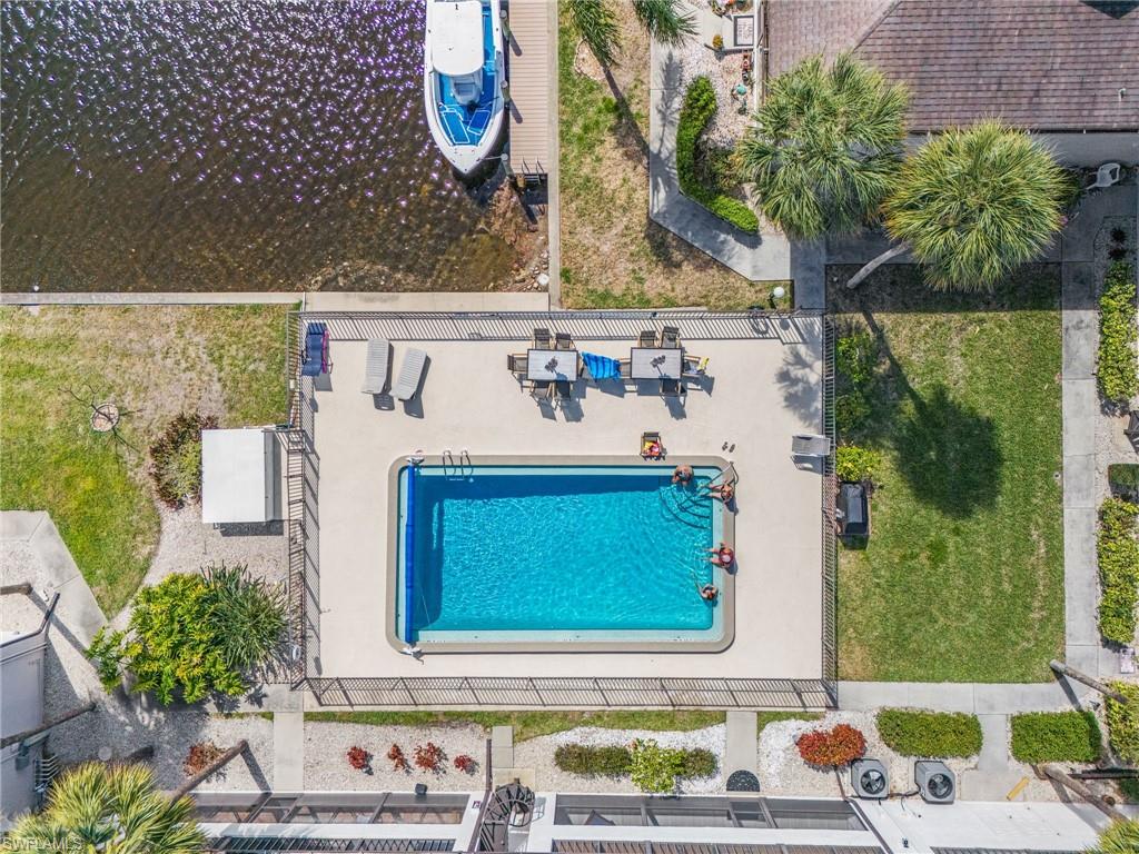 Aerial view of a pool