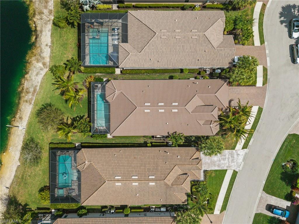 Drone / aerial view of a pool area