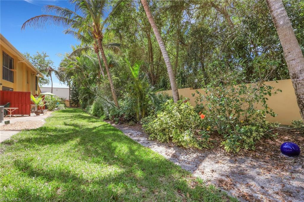 Fenced yard with a patio