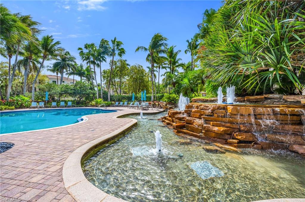 Relaxing fountains by the pool