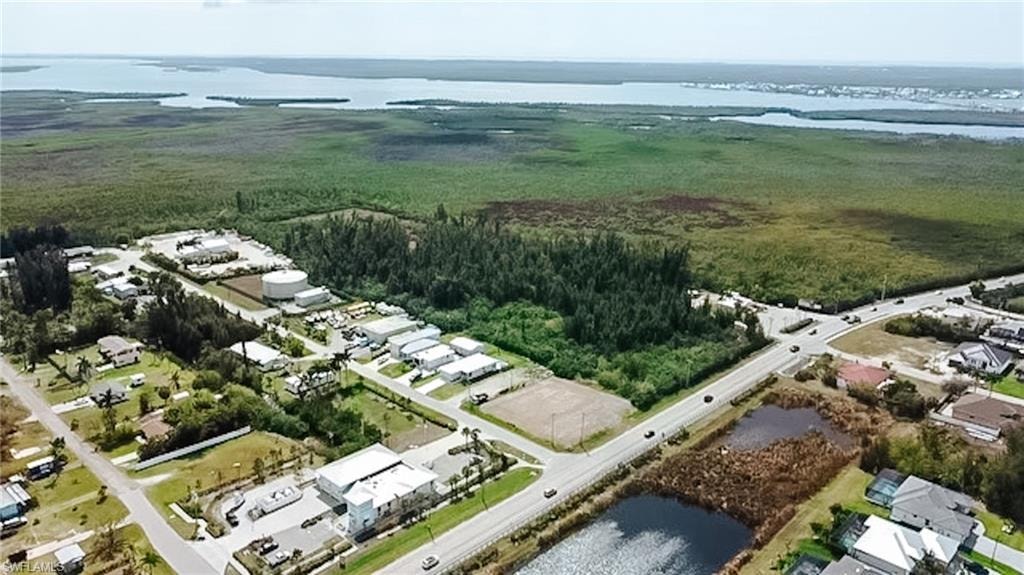 Bird's eye view of a nearby body of water