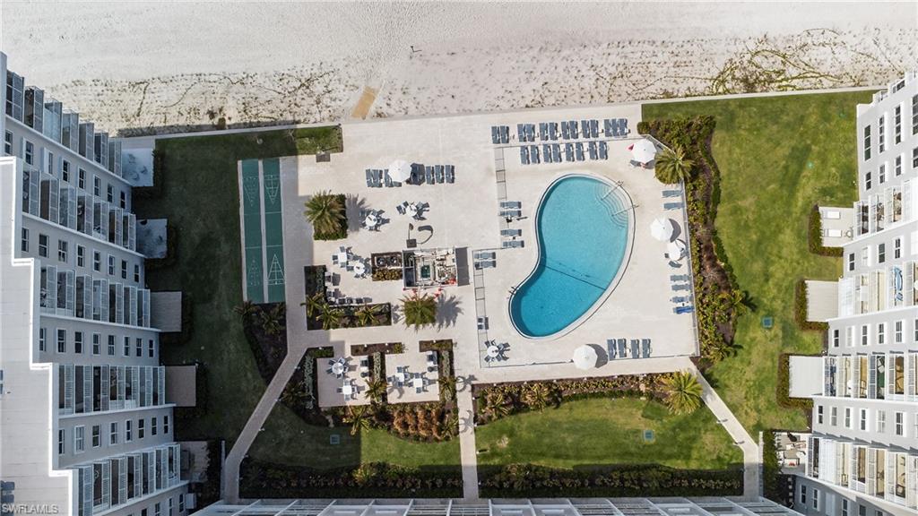 Pool area with direct beach access.