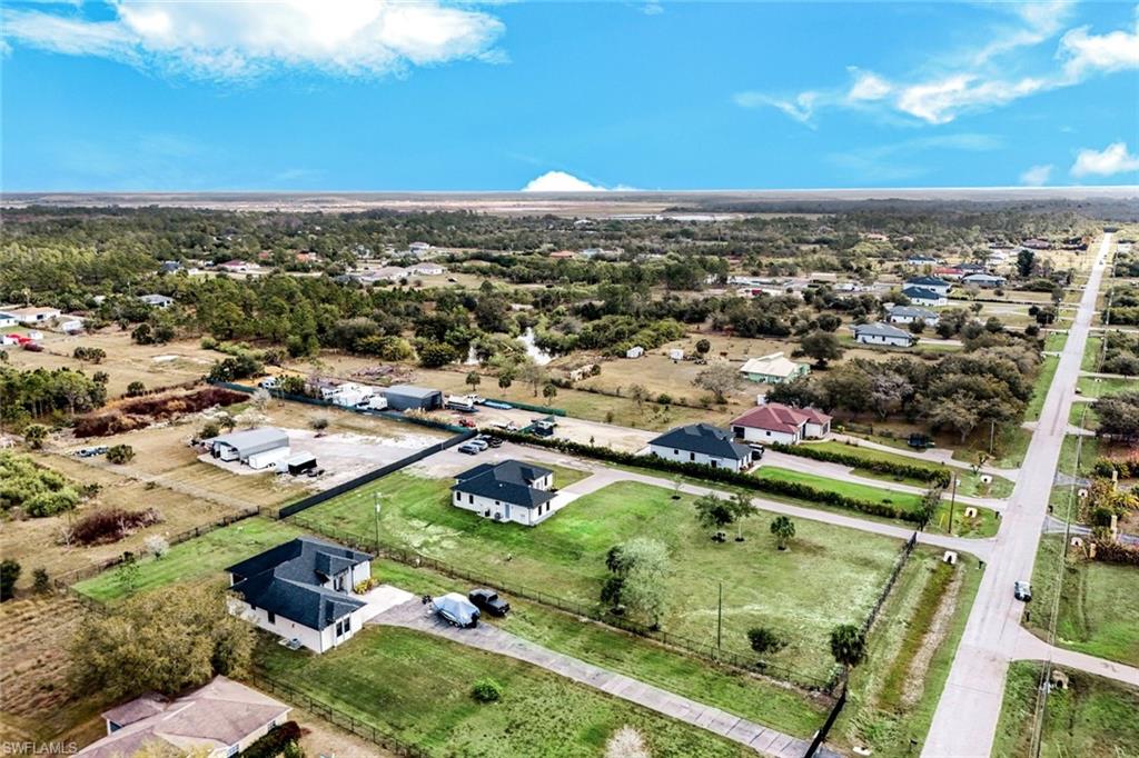 Aerial perspective of suburban area
