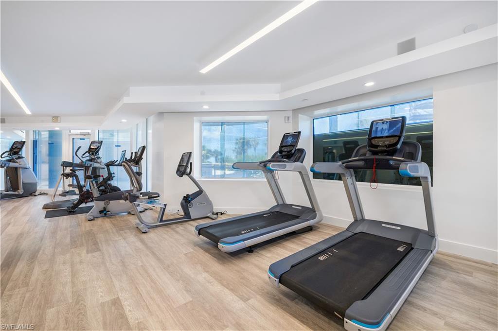 Gym featuring recessed lighting