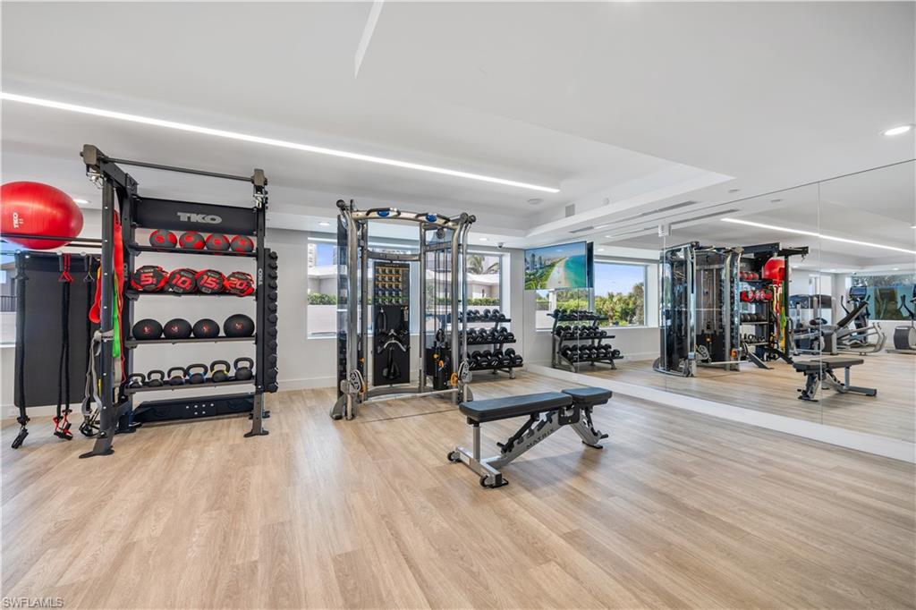 Workout area with a raised ceiling